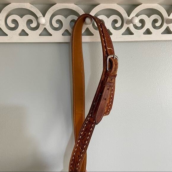 Vintage Western tooled leather belt M/L main image 6